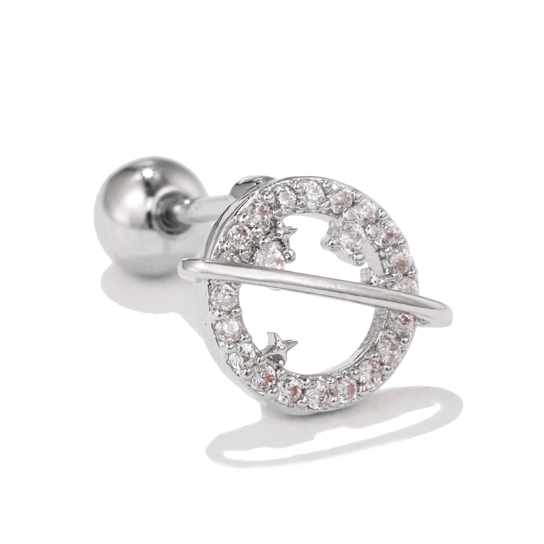 Orecchini a bottone con grazioso motivo in zircone intarsiato Olivenorma - Saturno - image 14