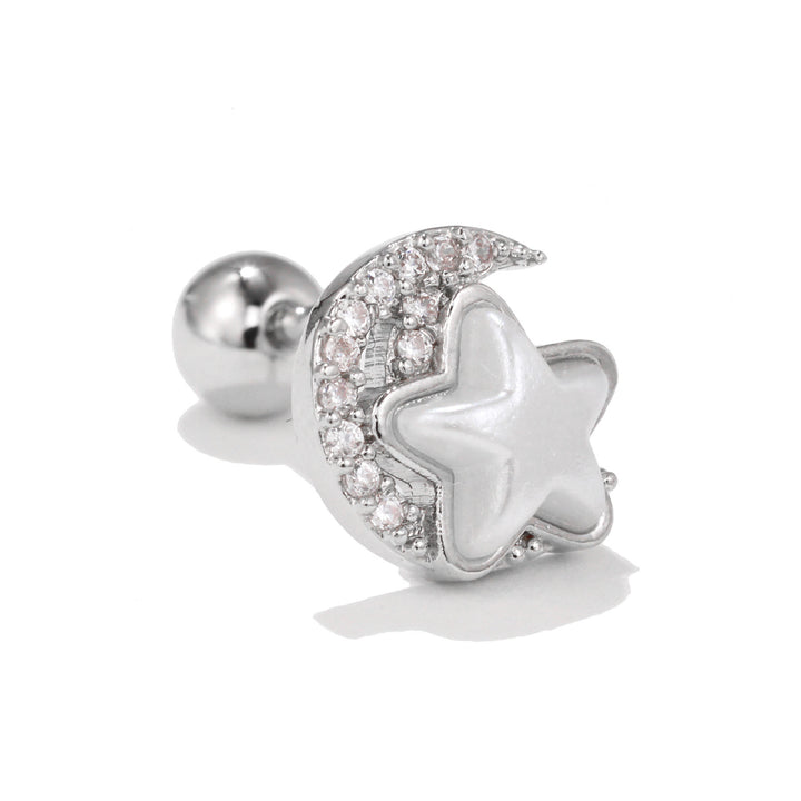 Orecchini a bottone con grazioso motivo in zircone intarsiato Olivenorma - Luna e Stella - image 12