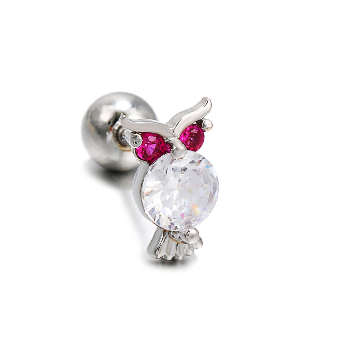 Olivenorma simpatici animali orecchini a bottone in argento con zirconi colorati
