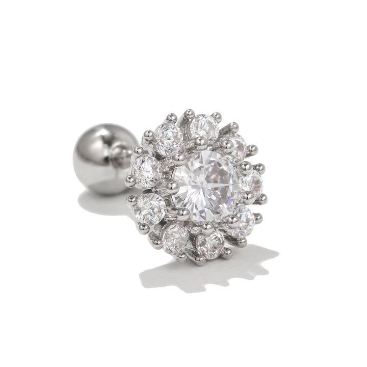 Orecchini a bottone Olivenorma Exquisite con zirconi bianchi - Fiore di zircone bianco - image 15