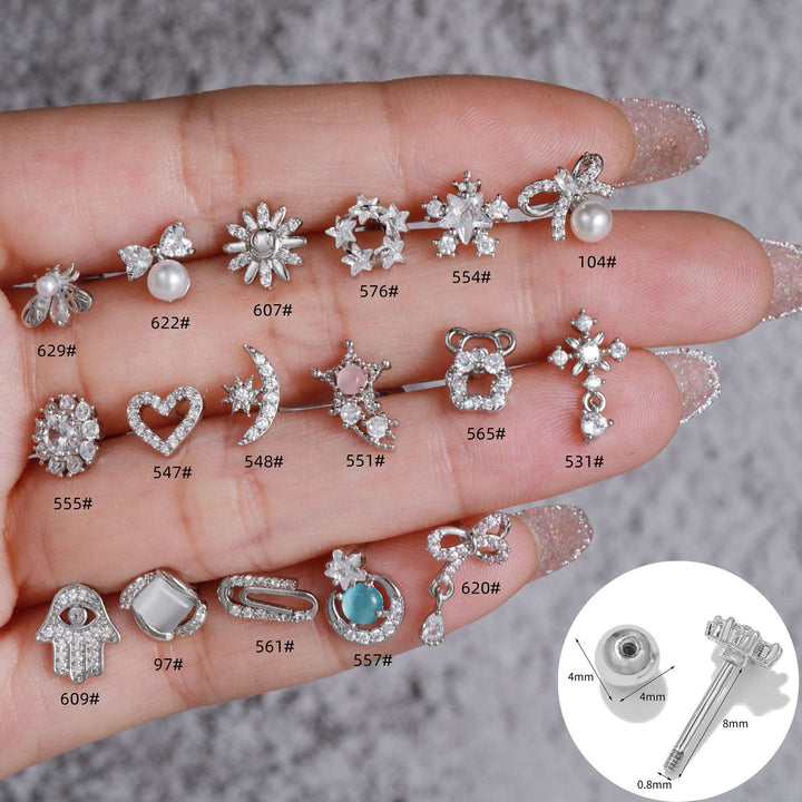 Orecchini a bottone Olivenorma Exquisite con zirconi bianchi - image 0