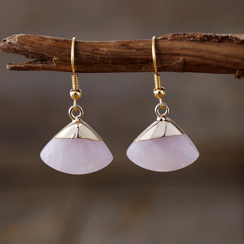 Orecchini pendenti con amazzonite smerlata Olivenorma e lepidolite