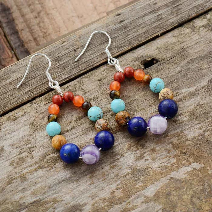 Olivenorma 7 colori Chakra orecchini pendenti con perline