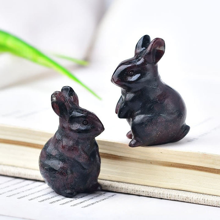 Olivenorma - Decorazione in pietra preziosa con statuetta di cristallo a forma di coniglietto pasquale 