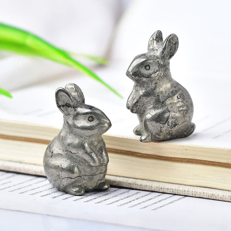 Olivenorma - Decorazione in pietra preziosa con statuetta di cristallo a forma di coniglietto pasquale 