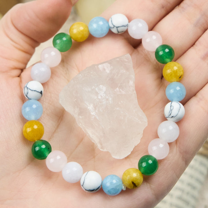 Bracciale Olivenorma con perline in pietra naturale multicolore da 8 mm 
