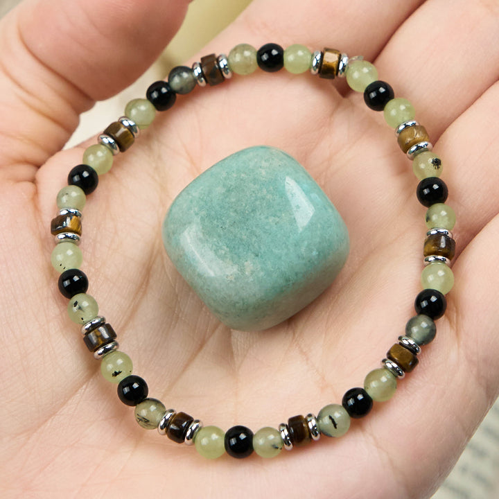 Bracciale Olivenorma in perle di ossidiana prehnite naturale da 6 mm 