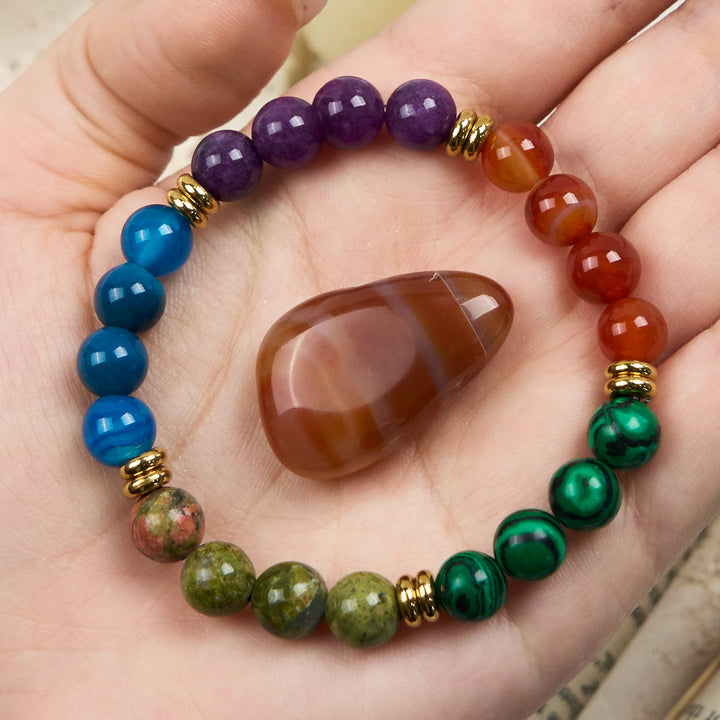 Olivenorma 5 tipi di braccialetti di perline di cristallo naturale