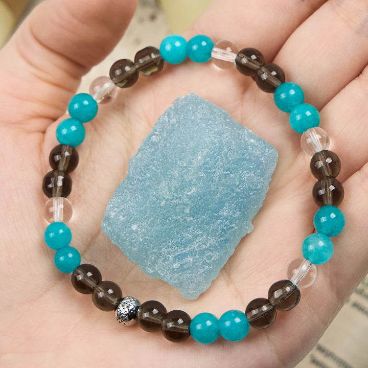 Bracciale Olivenorma con perline di quarzo fumé e apatite blu 