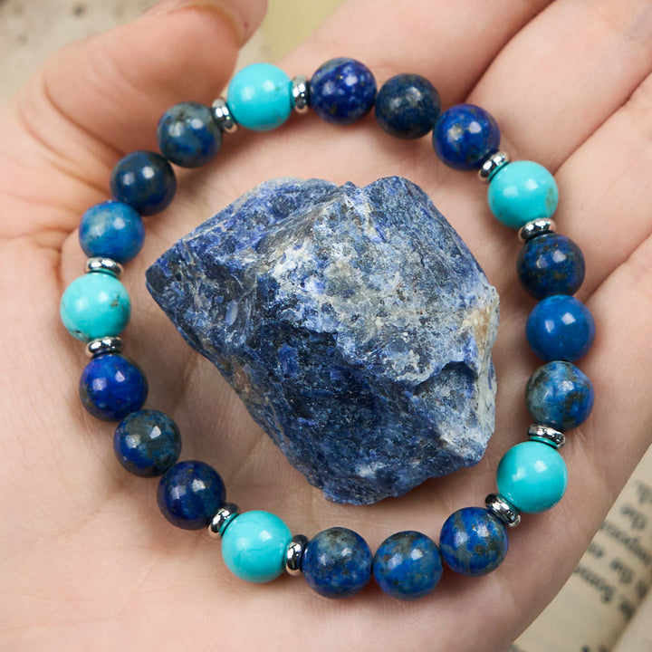 Bracciale Olivenorma con perline di turchese naturale e lapislazzuli 