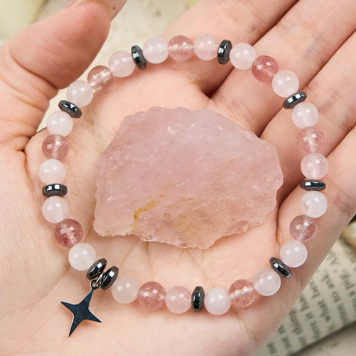 Bracciale con ciondolo a forma di stella con perline in pietra naturale Olivenorma