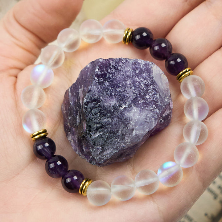 Olivenorma Bracciale con gemme naturali di quarzo Angel Aura Glitter Frosted 