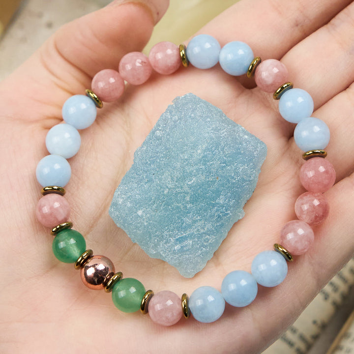 Bracciale perline Bestie in quarzo rosa naturale Olivenorma 