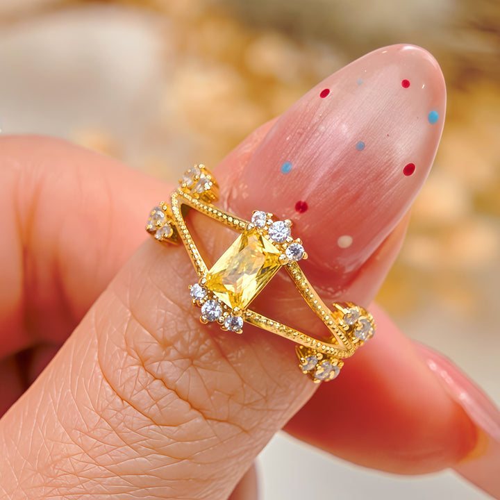 Olivenorma Squisito anello vintage con citrino taglio baguette