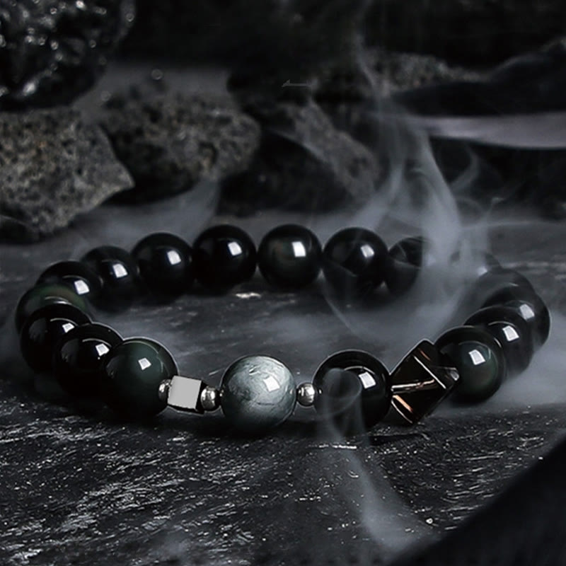 Braccialetto di perline di ossidiana Dark Moon Harsh Sun Olivenorma