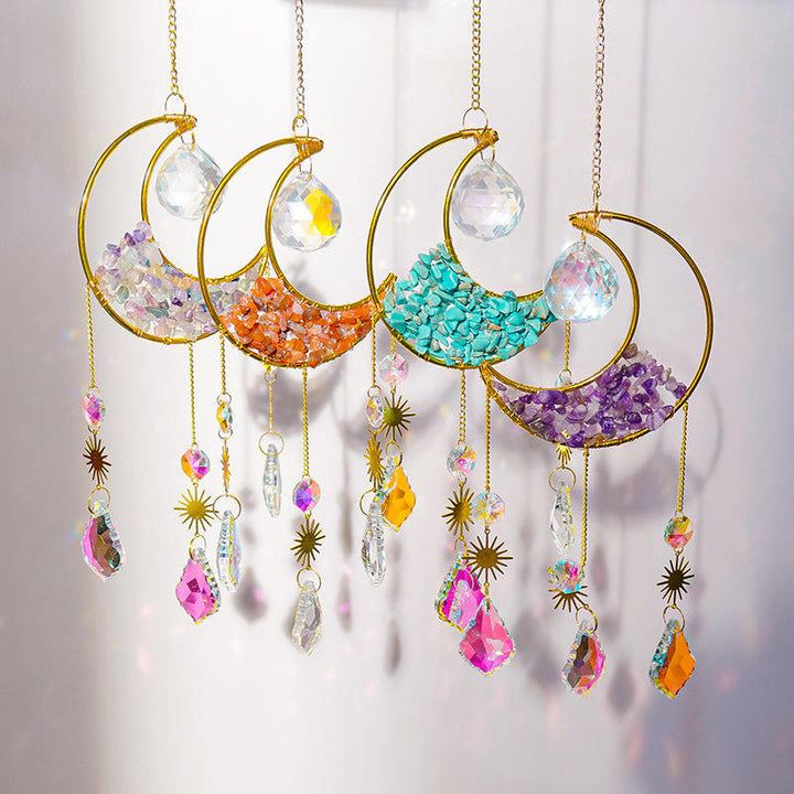Olivenorma Crystal Gravel Crescent Sun Catcher Ciondolo Campanello a vento