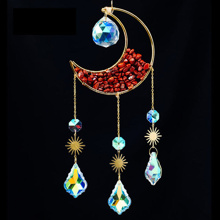 Olivenorma Crystal Gravel Crescent Sun Catcher Ciondolo Campanello a vento