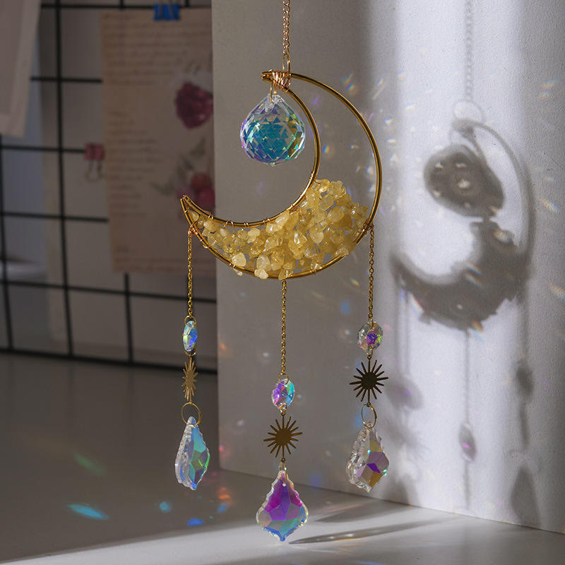 Olivenorma Crystal Gravel Crescent Sun Catcher Ciondolo Campanello a vento