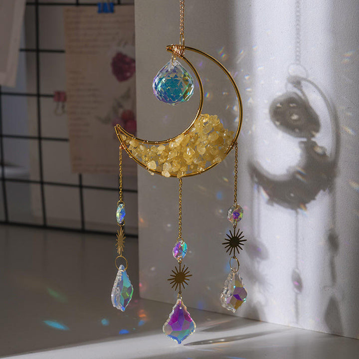Olivenorma Crystal Gravel Crescent Sun Catcher Ciondolo Campanello a vento