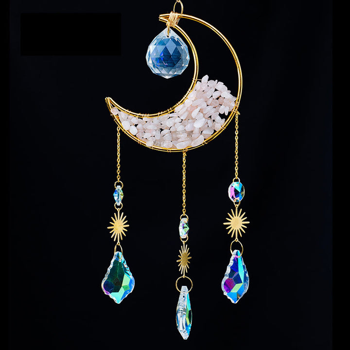 Olivenorma Crystal Gravel Crescent Sun Catcher Ciondolo Campanello a vento