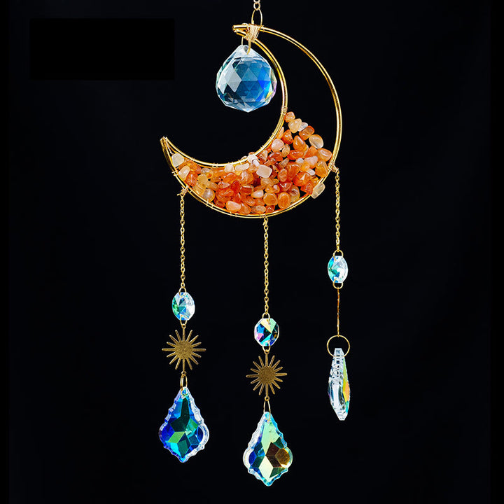 Olivenorma Crystal Gravel Crescent Sun Catcher Ciondolo Campanello a vento