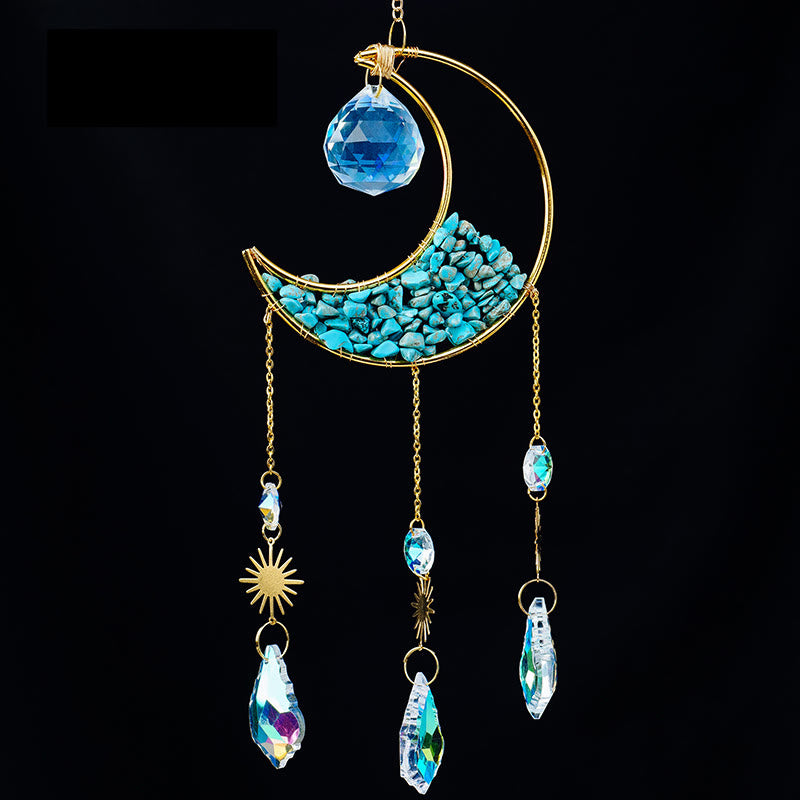 Olivenorma Crystal Gravel Crescent Sun Catcher Ciondolo Campanello a vento