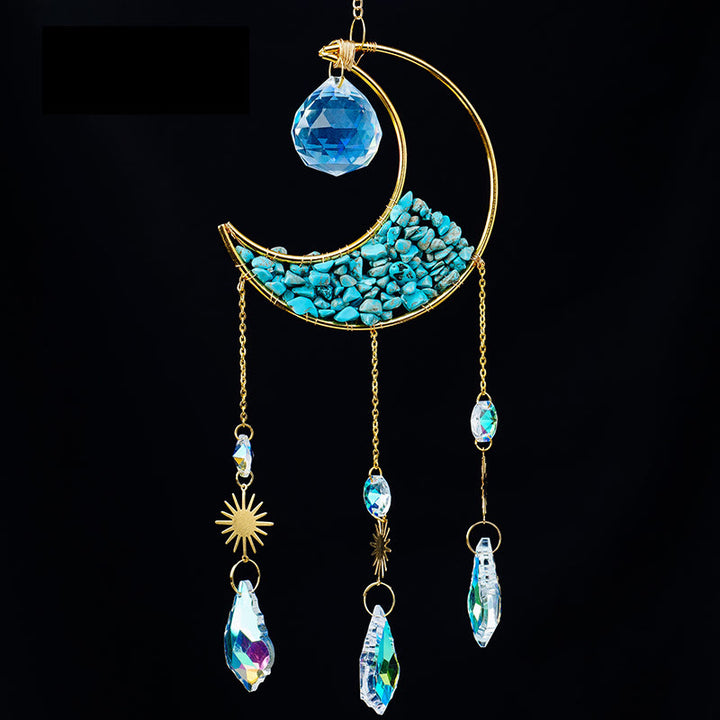 Olivenorma Crystal Gravel Crescent Sun Catcher Ciondolo Campanello a vento