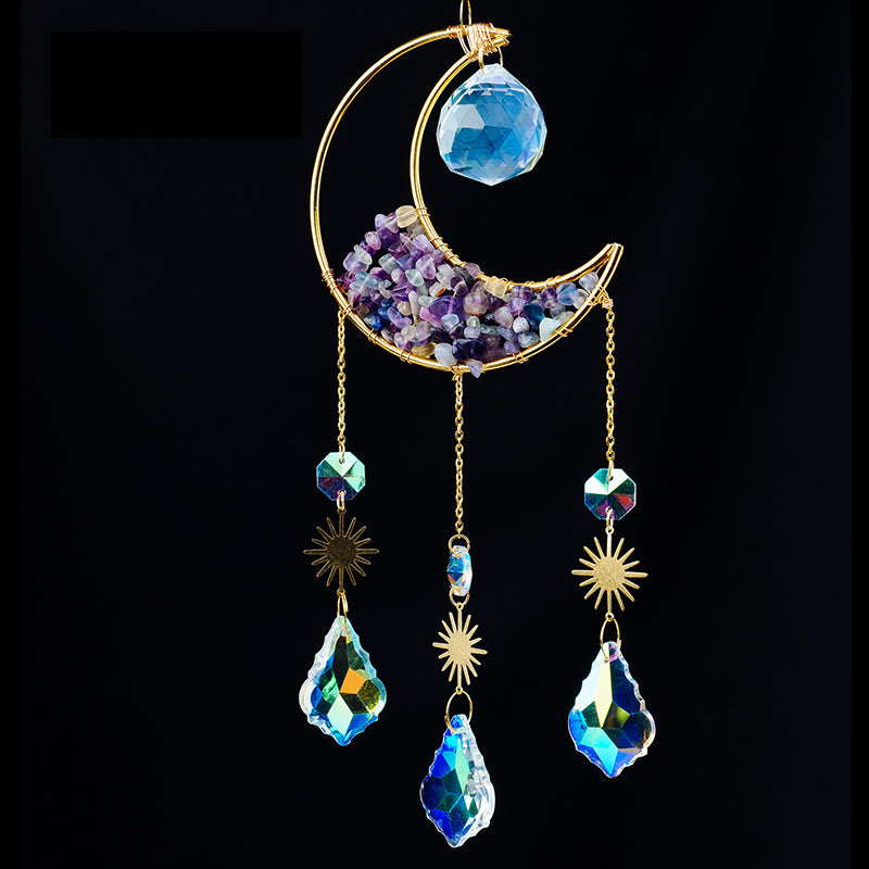 Olivenorma Crystal Gravel Crescent Sun Catcher Ciondolo Campanello a vento
