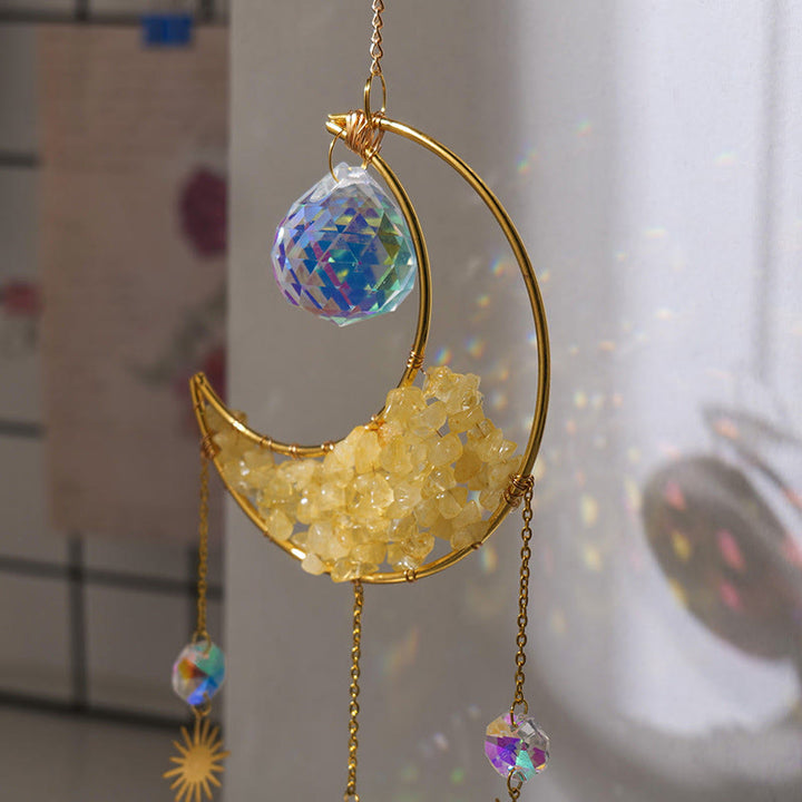 Olivenorma Crystal Gravel Crescent Sun Catcher Ciondolo Campanello a vento