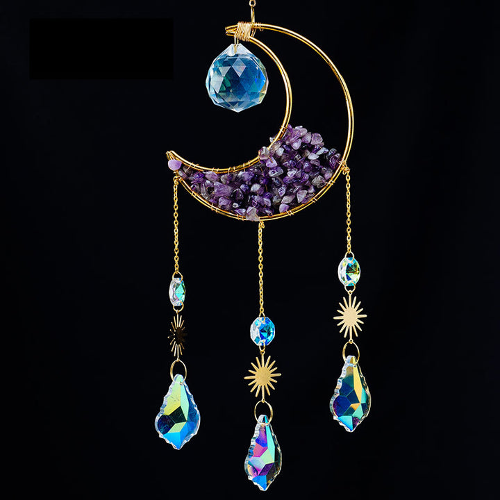Olivenorma Crystal Gravel Crescent Sun Catcher Ciondolo Campanello a vento
