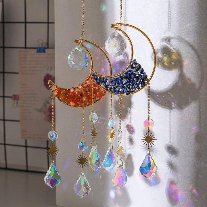 Olivenorma Crystal Gravel Crescent Sun Catcher Ciondolo Campanello a vento