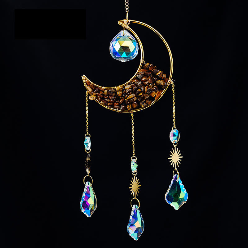 Olivenorma Crystal Gravel Crescent Sun Catcher Ciondolo Campanello a vento