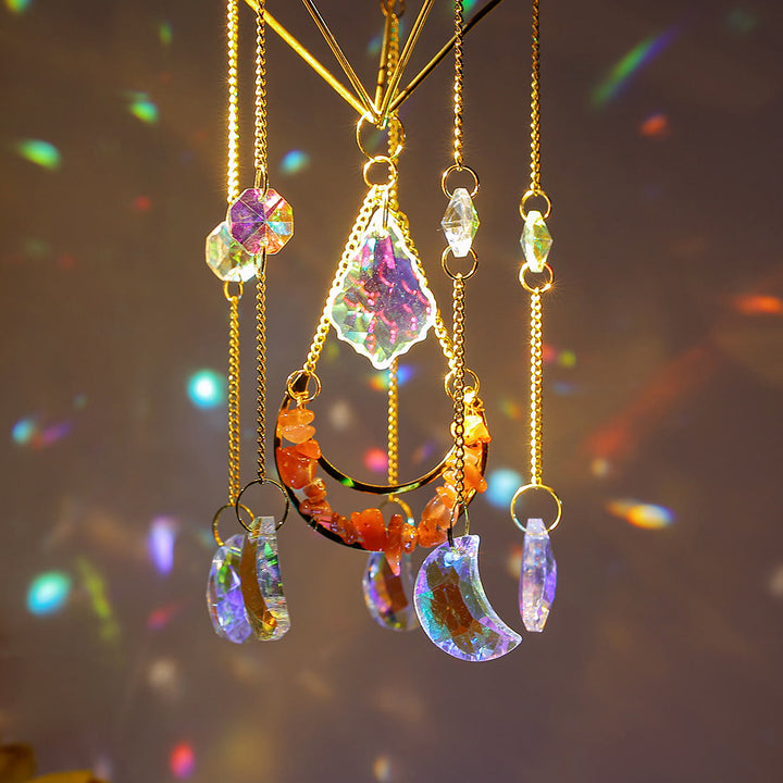 Olivenorma Natural Corniola Suncatcher Prismatico Pendente Campanello a Vento
