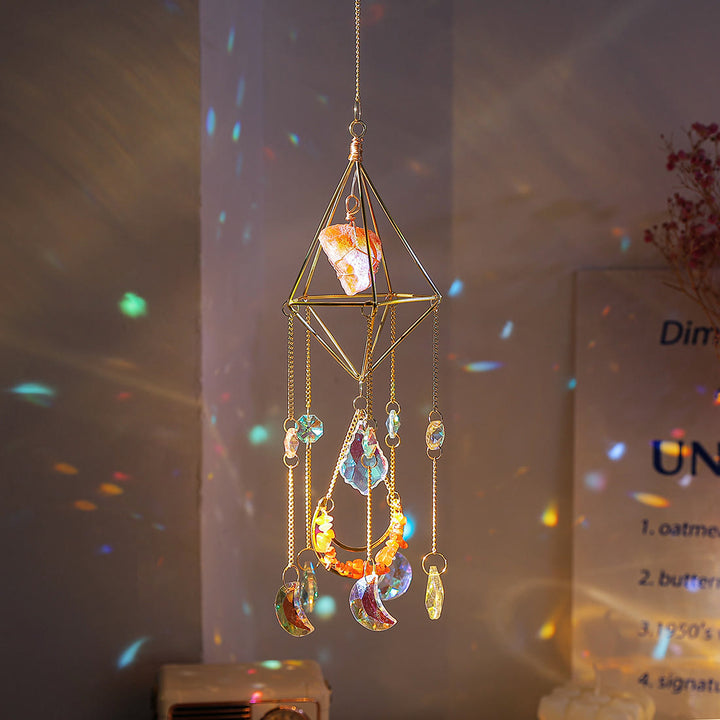 Olivenorma Natural Corniola Suncatcher Prismatico Pendente Campanello a Vento