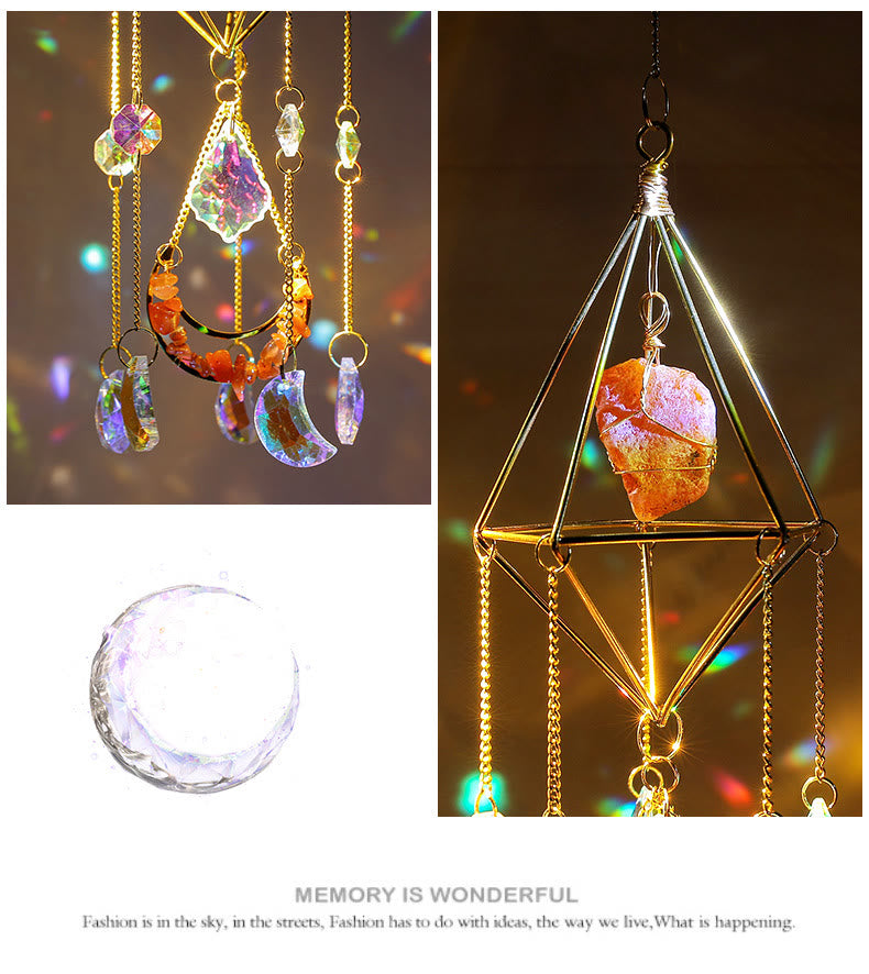 Olivenorma Natural Corniola Suncatcher Prismatico Pendente Campanello a Vento