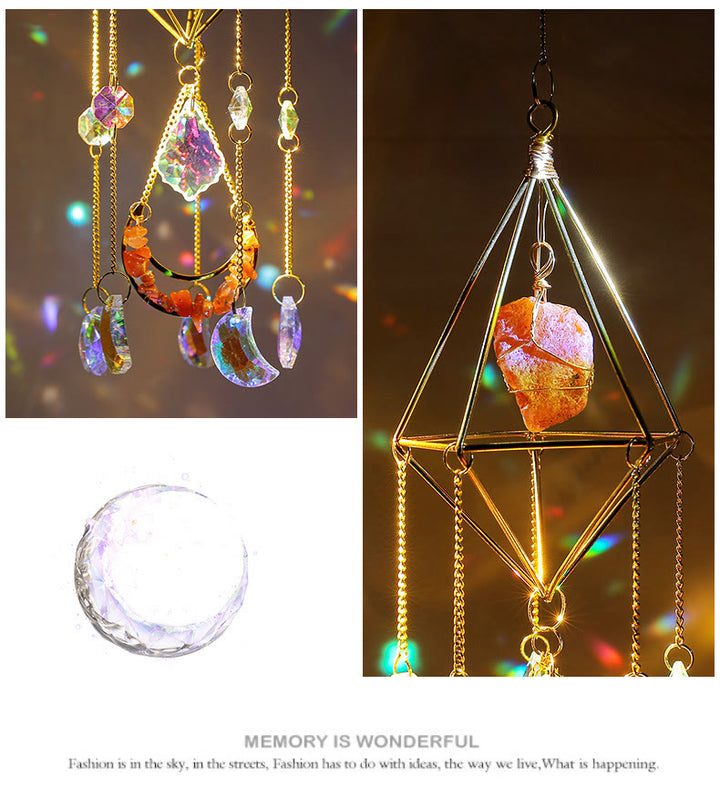 Olivenorma Natural Corniola Suncatcher Prismatico Pendente Campanello a Vento