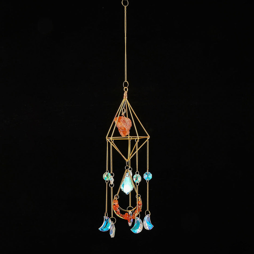 Olivenorma Natural Corniola Suncatcher Prismatico Pendente Campanello a Vento