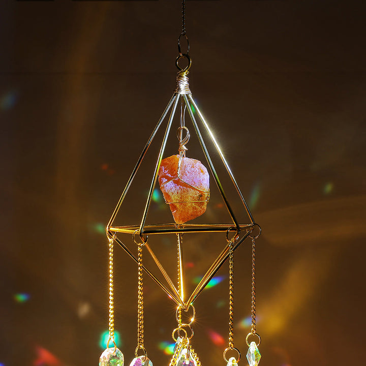 Olivenorma Natural Corniola Suncatcher Prismatico Pendente Campanello a Vento