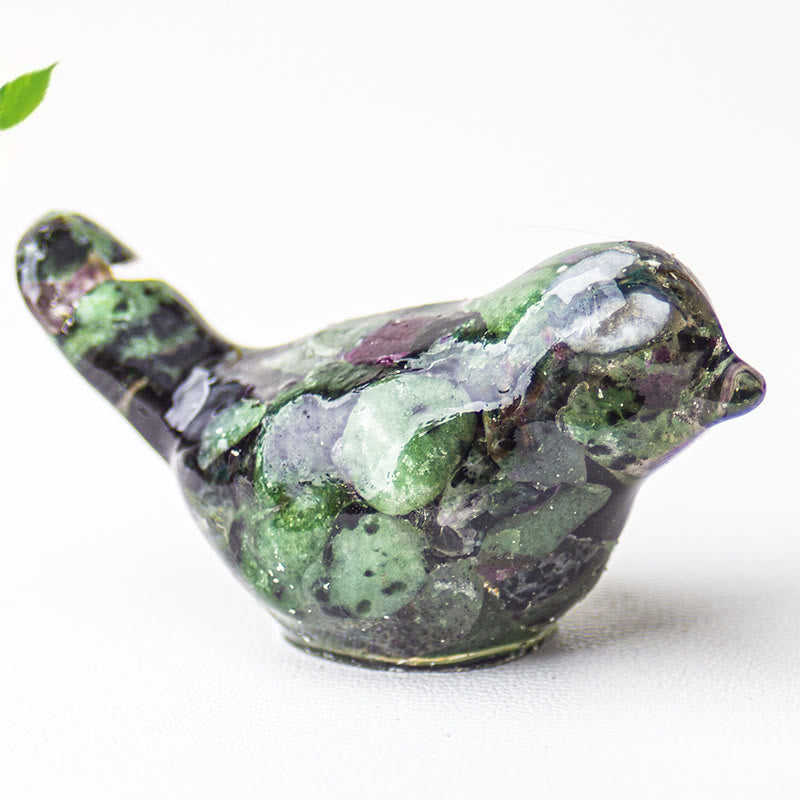 Olivenorma Scultura di uccello in cristallo naturale Decorazione in pietra preziosa - Zoisite Rubino - image 42