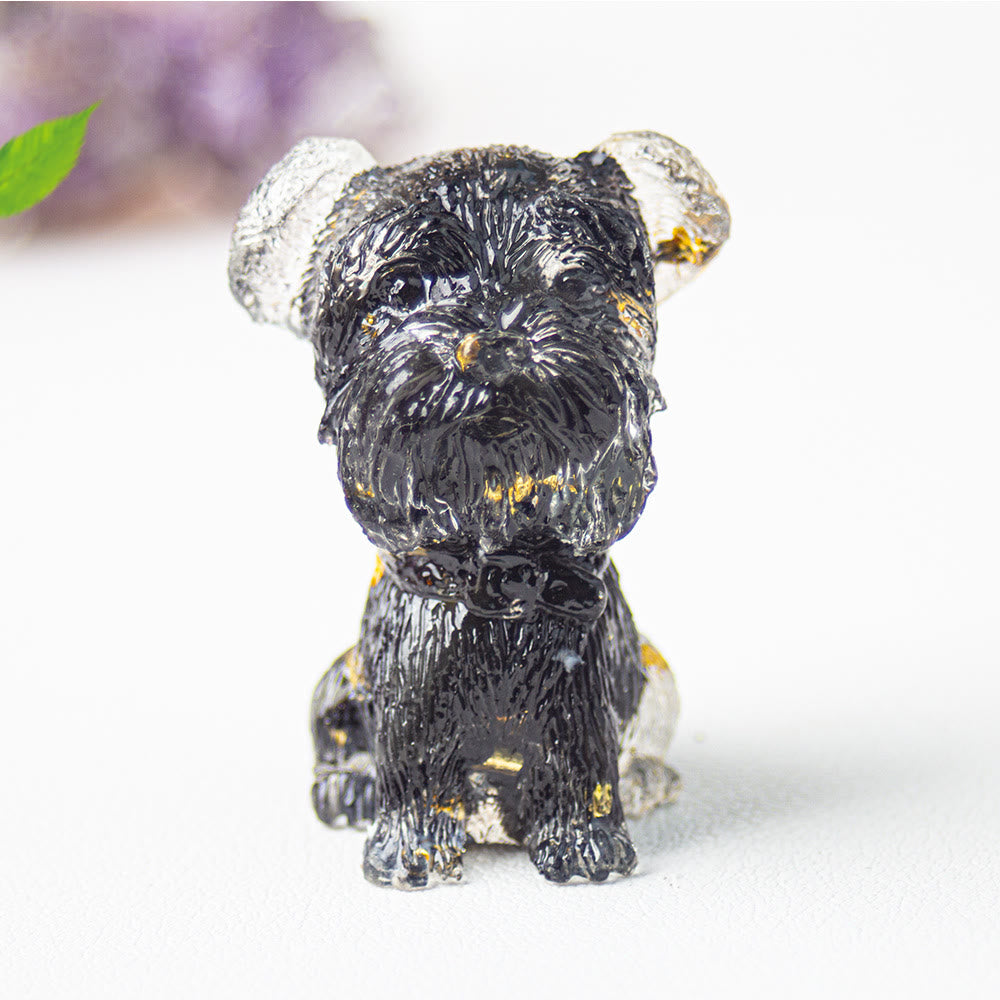 Ghiaia di cristallo Olivenorma Decorazione in pietra preziosa Schnauzer in resina epossidica