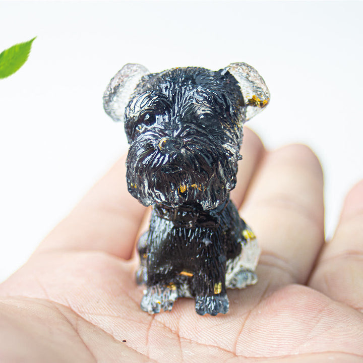 Ghiaia di cristallo Olivenorma Decorazione in pietra preziosa Schnauzer in resina epossidica