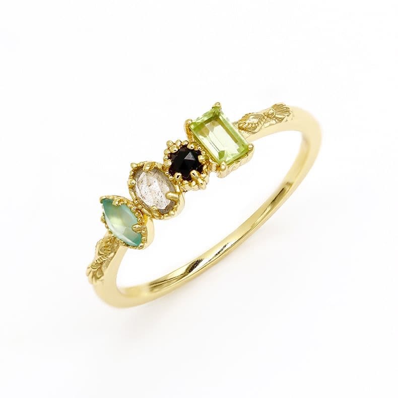 Anello personalizzato con pietra portafortuna in labradorite naturale Olivenorma