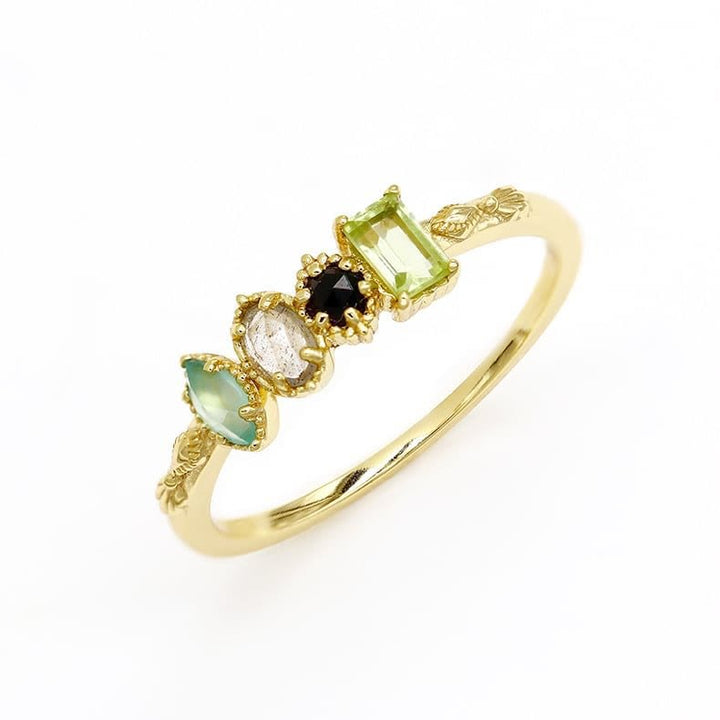 Anello personalizzato con pietra portafortuna in labradorite naturale Olivenorma