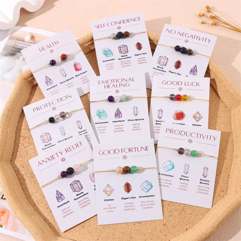 Olivenorma 9 pezzi Braccialetto dei desideri yoga con cristalli curativi in ​​pietra naturale - image 0