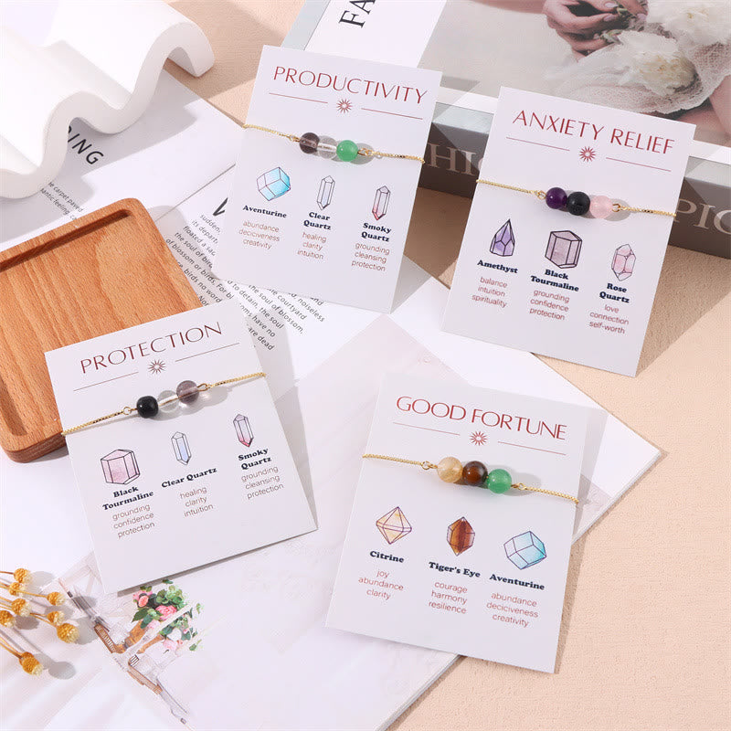 Olivenorma 9 pezzi Braccialetto dei desideri yoga con cristalli curativi in ​​pietra naturale - image 11