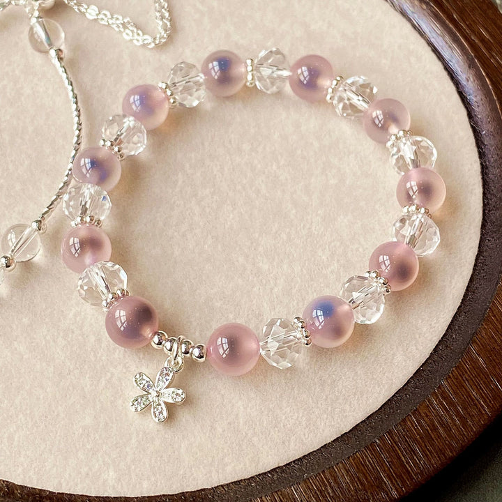 Olivenorma 2 pezzi set di braccialetti di perline di agata rosa caramella