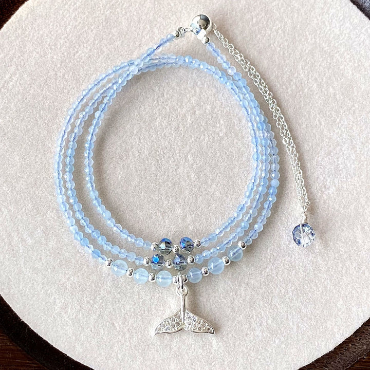 Olivenorma Bracciale multistrato in acquamarina con ciondolo a coda di pesce