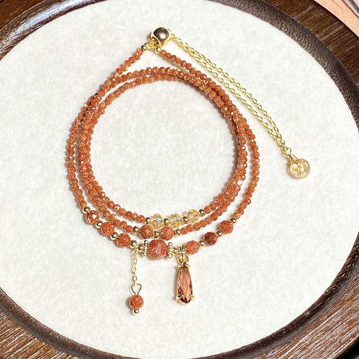Collana con bracciale multistrato in perline di arenaria Olivenorma