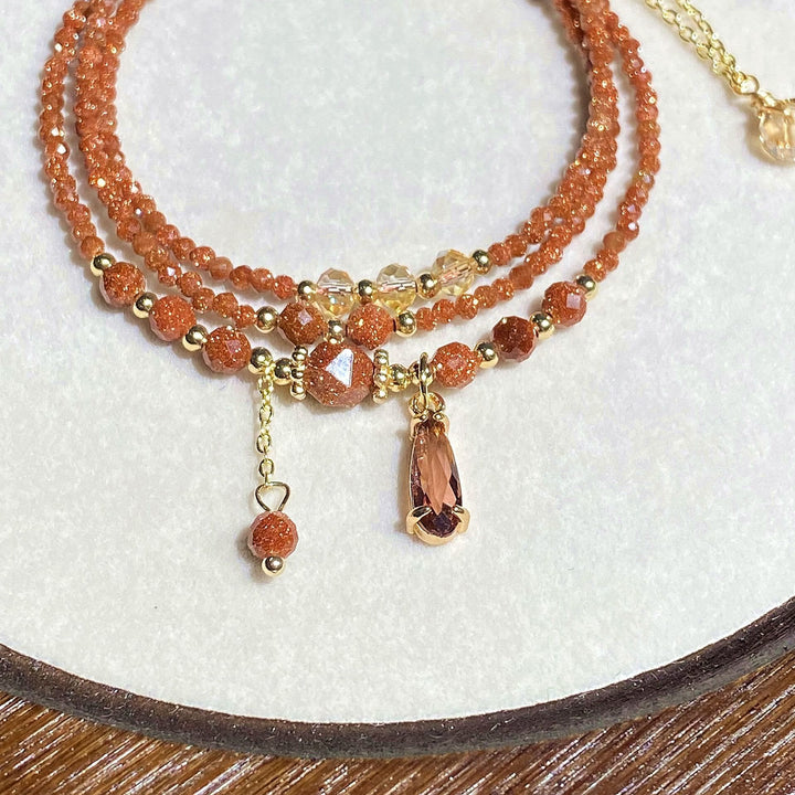 Collana con bracciale multistrato in perline di arenaria Olivenorma