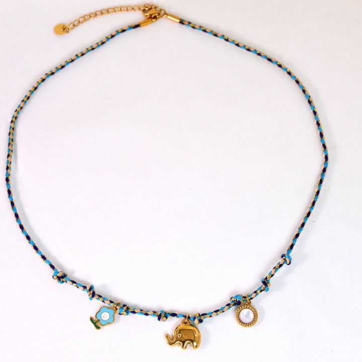 Collana con ciondolo in pietra naturale intrecciata colorata Olivenorma
